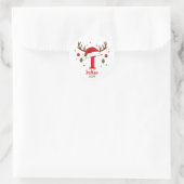 Personalized Christmas Monogram I Santa Hat Runder Aufkleber (Tasche)