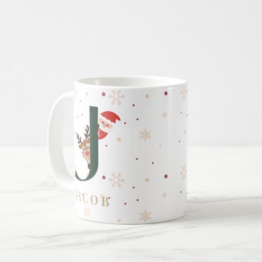 Personalized Christmas Monogram J Mug Kaffeetasse (Vorderseite Links)