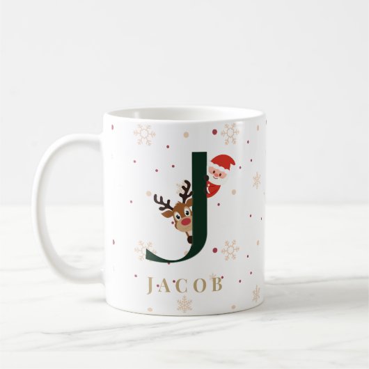 Personalized Christmas Monogram J Mug Kaffeetasse (Links)