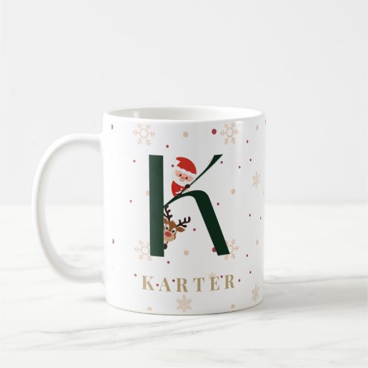 Personalized Christmas Monogram K Mug Kaffeetasse (Links)