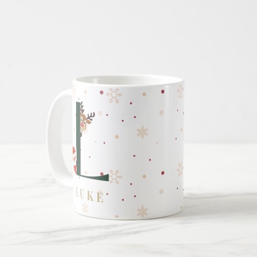 Personalized Christmas Monogram L Mug Kaffeetasse (Vorderseite Links)