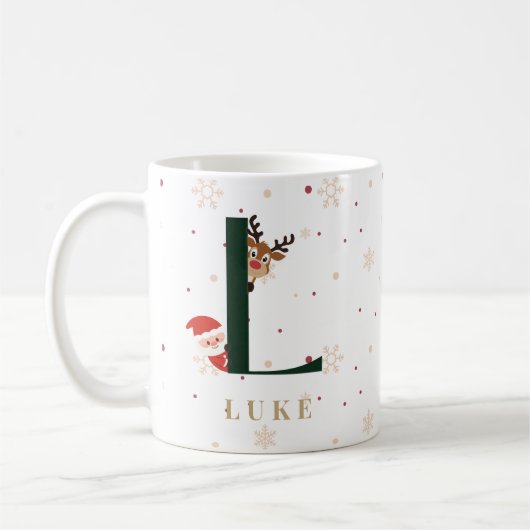 Personalized Christmas Monogram L Mug Kaffeetasse (Links)
