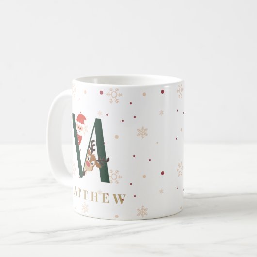 Personalized Christmas Monogram M Mug Kaffeetasse (Vorderseite Links)