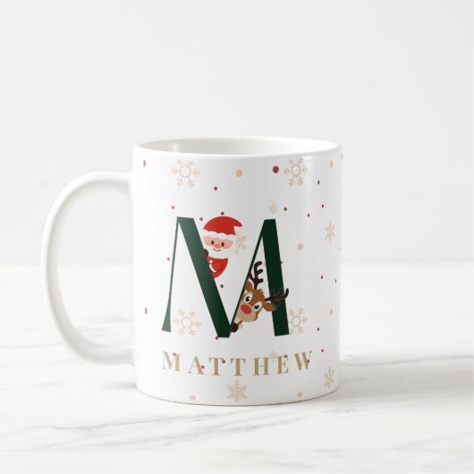 Personalized Christmas Monogram M Mug Kaffeetasse (Links)