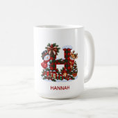Personalized Christmas Monogram Mug Snowman Reinde Kaffeetasse (VorderseiteRechts)