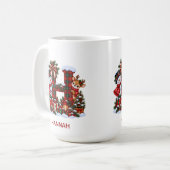 Personalized Christmas Monogram Mug Snowman Reinde Kaffeetasse (Vorderseite Links)
