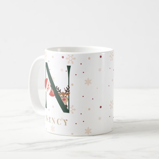 Personalized Christmas Monogram N Mug Kaffeetasse (Vorderseite Links)