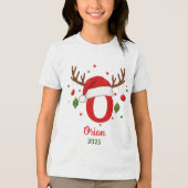 Personalized Christmas Monogram O Santa Hat Tri-Blend Shirt (Vorderseite)