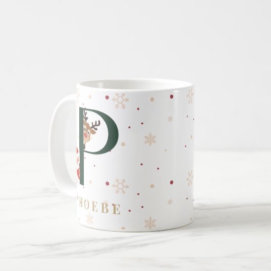 Personalized Christmas Monogram P Mug Kaffeetasse (Vorderseite Links)