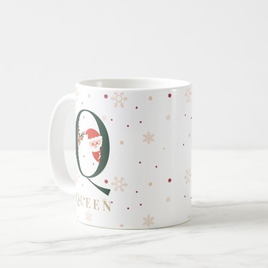 Personalized Christmas Monogram Q Mug Kaffeetasse (Vorderseite Links)