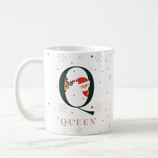 Personalized Christmas Monogram Q Mug Kaffeetasse (Links)