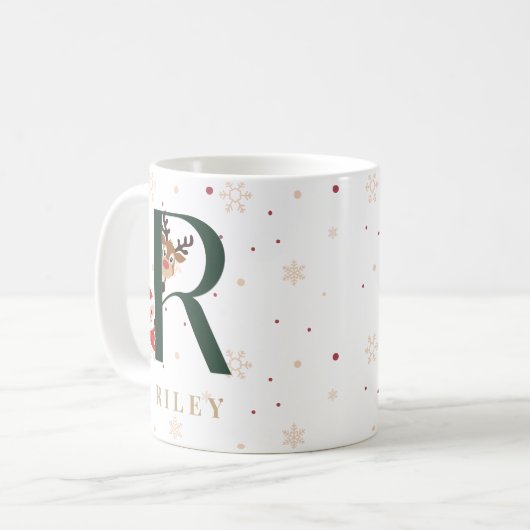 Personalized Christmas Monogram R Mug Kaffeetasse (Vorderseite Links)