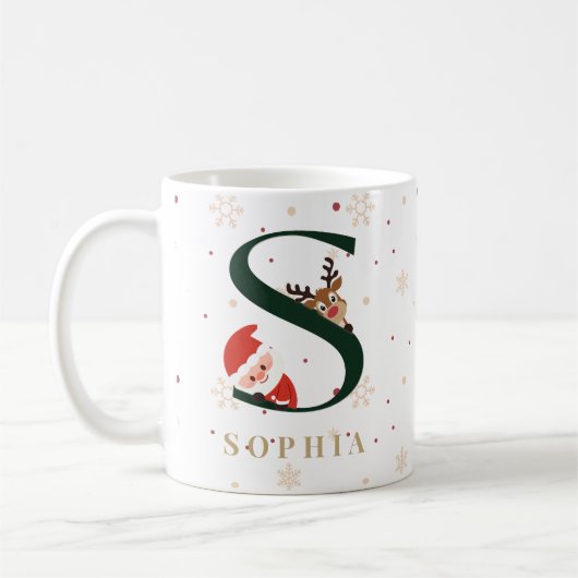Personalized Christmas Monogram S Mug Kaffeetasse (Links)
