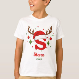 Personalized Christmas Monogram S Santa Hat T-Shirt