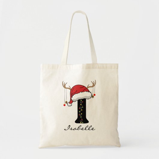 Personalized Christmas Monogram Tote Bag for Her Tragetasche (Vorne)