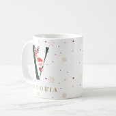 Personalized Christmas Monogram V Mug Kaffeetasse (Vorderseite Links)