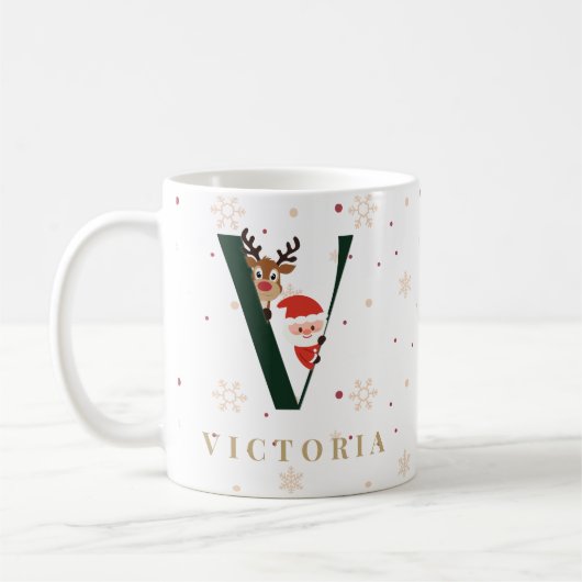 Personalized Christmas Monogram V Mug Kaffeetasse (Links)