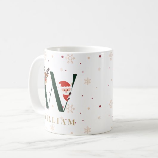Personalized Christmas Monogram W Mug Kaffeetasse (Vorderseite Links)