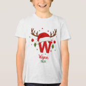 Personalized Christmas Monogram W Santa Hat Tri-Blend Shirt (Vorderseite)