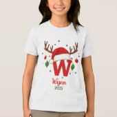 Personalized Christmas Monogram W Santa Hat Tri-Blend Shirt (Vorderseite)