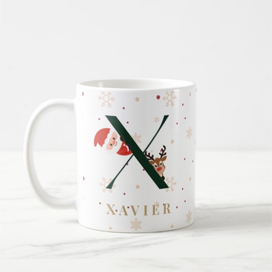 Personalized Christmas Monogram X Mug Kaffeetasse (Links)