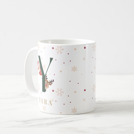 Personalized Christmas Monogram Y Mug Kaffeetasse (Vorderseite Links)