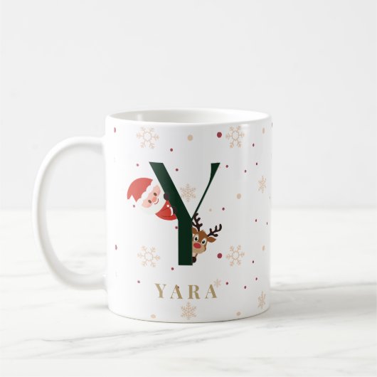 Personalized Christmas Monogram Y Mug Kaffeetasse (Links)