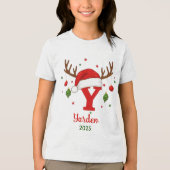 Personalized Christmas Monogram Y Santa Hat Tri-Blend Shirt (Vorderseite)