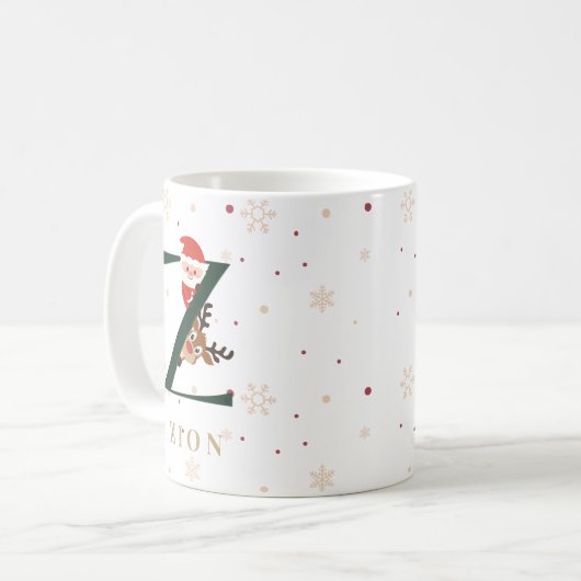 Personalized Christmas Monogram Z Mug Kaffeetasse (Vorderseite Links)