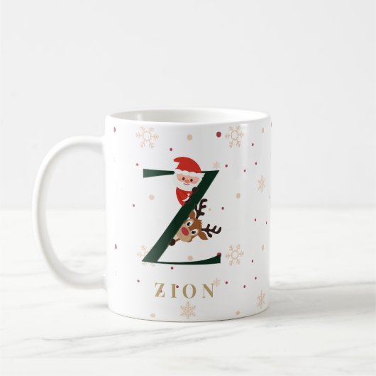 Personalized Christmas Monogram Z Mug Kaffeetasse (Links)