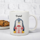 Personalized Christmas Mug With A Cute Penguin  Kaffeetasse