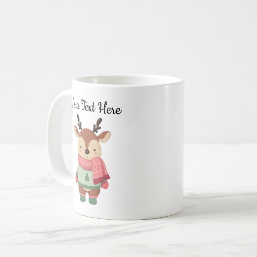 Personalized Christmas Mug With A Cute Reindeer Kaffeetasse (Vorderseite Links)