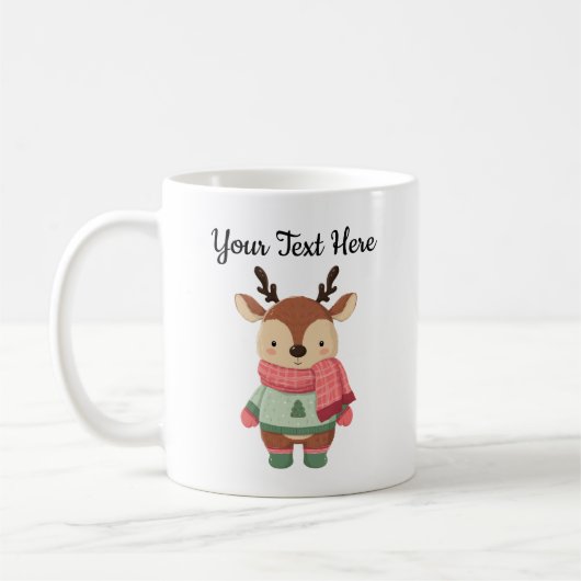 Personalized Christmas Mug With A Cute Reindeer Kaffeetasse (Links)
