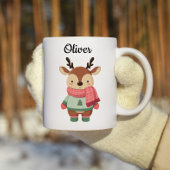 Personalized Christmas Mug With A Cute Reindeer Kaffeetasse