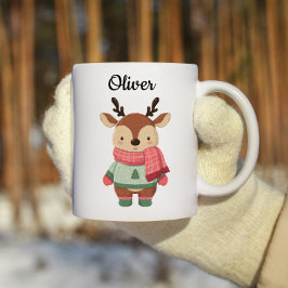 Personalized Christmas Mug With A Cute Reindeer Kaffeetasse