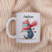 Personalized Christmas Mug With A Skiing Penguin Kaffeetasse
