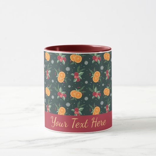 Personalized Christmas Mug with Oranges and Holly Tasse (Zentrum)