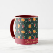Personalized Christmas Mug with Oranges and Holly Tasse (Vorderseite Links)