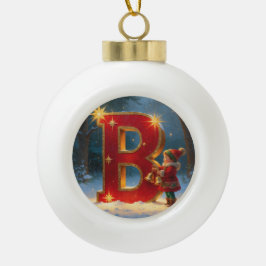 Personalized Christmas Ornament – Letter B Ceramic