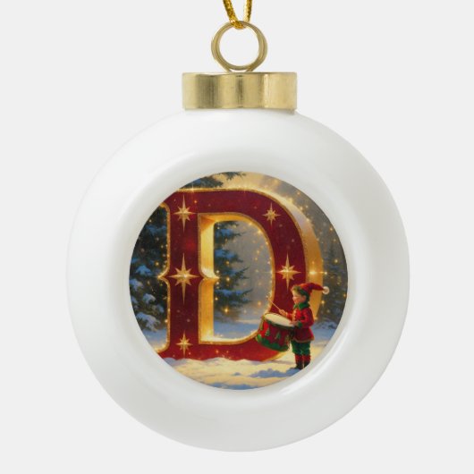 Personalized Christmas Ornament – Letter D Ceramic (Vorderseite)