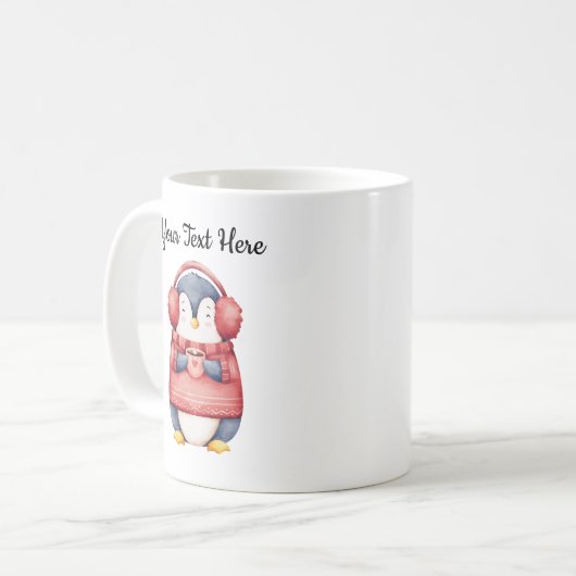 Personalized Christmas Penguin Mug Kaffeetasse (Vorderseite Links)
