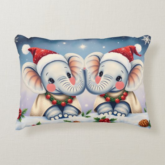 Personalized Christmas Pillow Duo Love Elephants Dekokissen (Vorderseite)