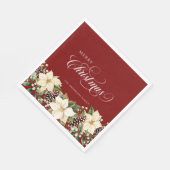 Personalized Christmas Poinsettia Red Serviette (Ecke)