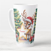 Personalized Christmas Reindeer Custom Name Milchtasse (Linke Ecke)