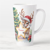 Personalized Christmas Reindeer Custom Name Milchtasse (Rechts)