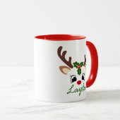 Personalized Christmas Reindeer Mug | Cute Holiday Tasse (VorderseiteRechts)