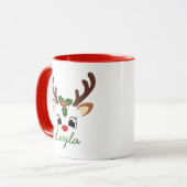 Personalized Christmas Reindeer Mug | Cute Holiday Tasse (Vorderseite Links)