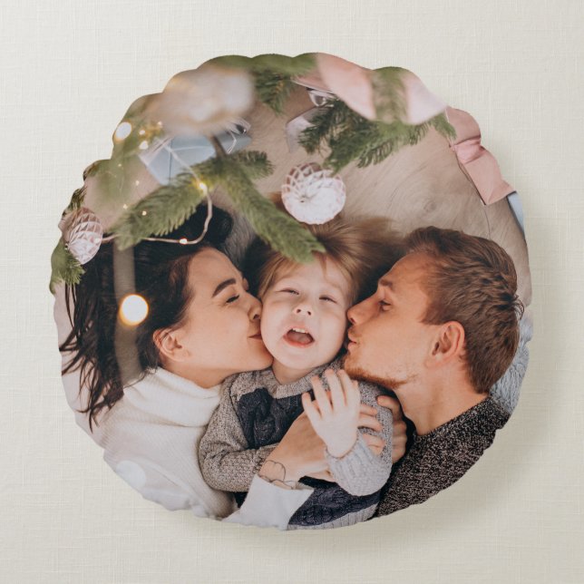 Personalized Christmas Rundes Kissen (Vorderseite)