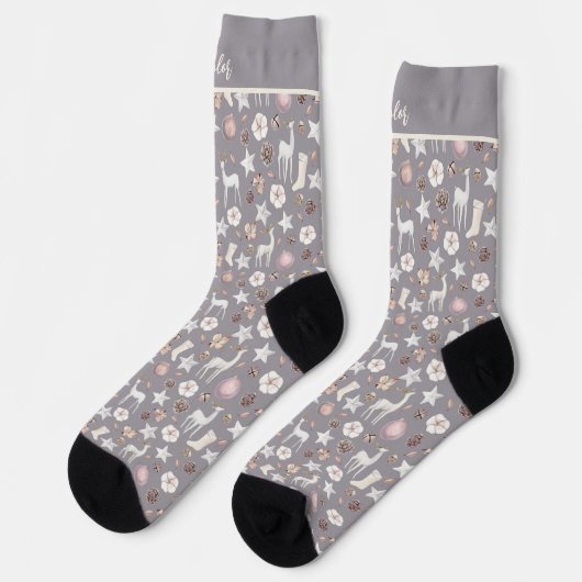 Personalized Christmas Scandinavian Deer Pattern Socken (Linkes Detail)