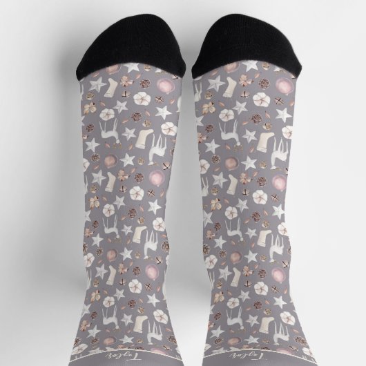 Personalized Christmas Scandinavian Deer Pattern Socken (Oben)